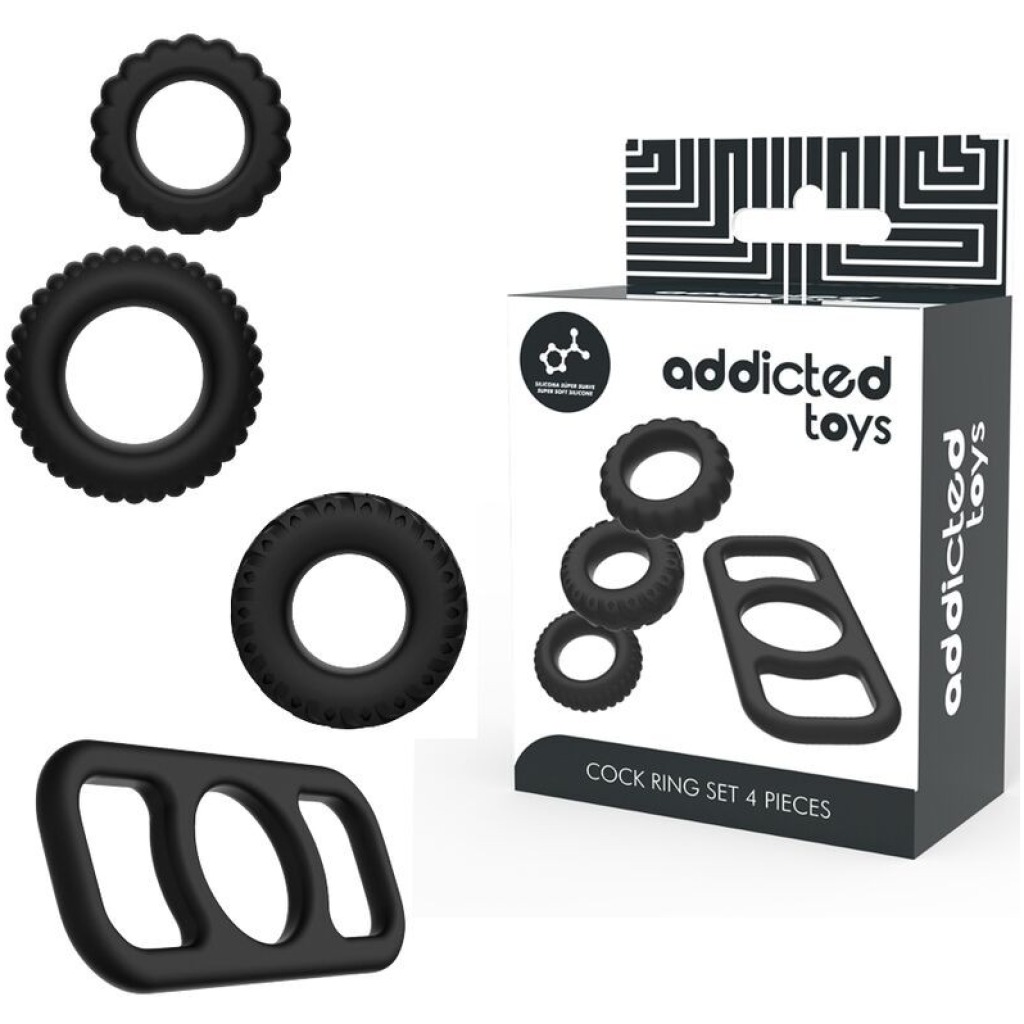 SET 4 Anelli In Silicone Per Pene