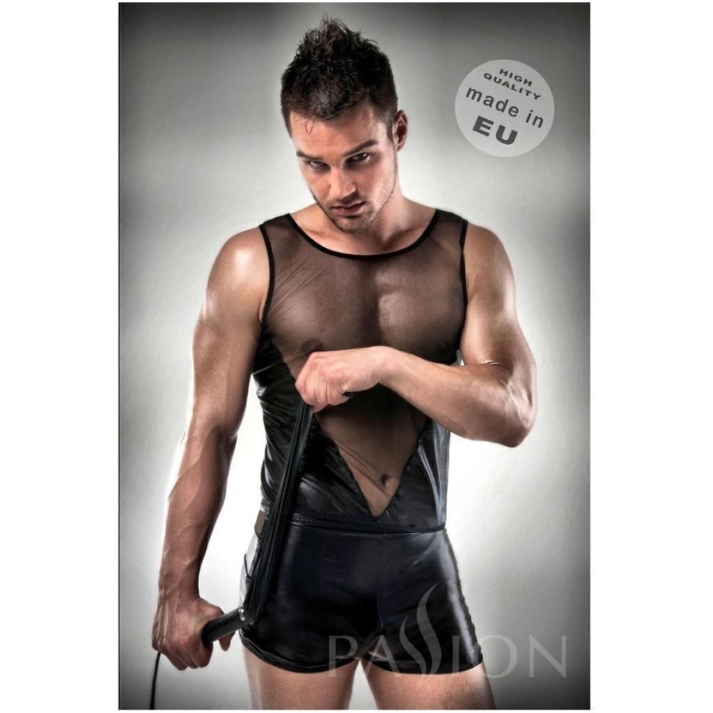 Set Body Canotta e Boxer ecopelle trasparente